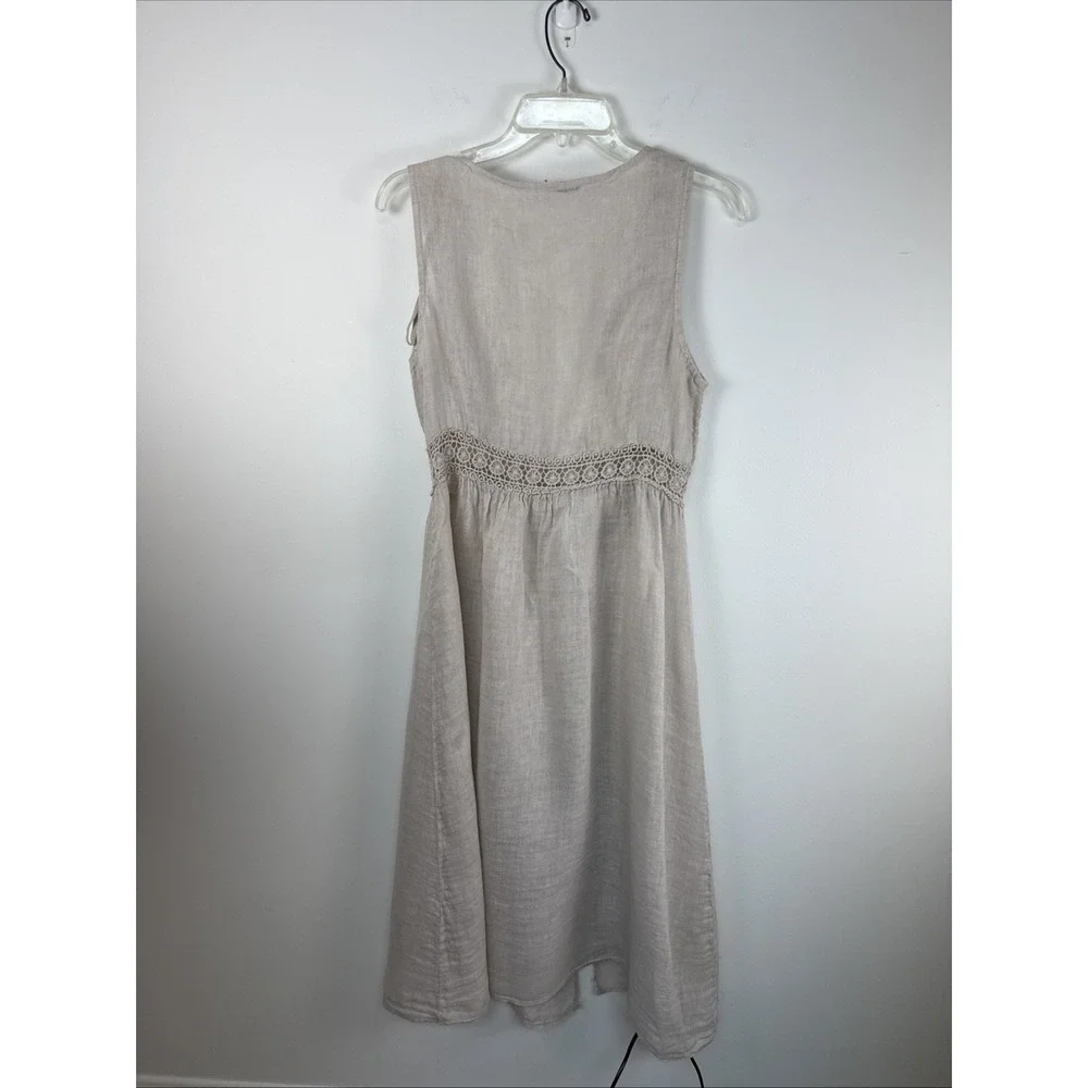 Francesca Bettini Beige Boho 100% Linen Wrap Beach Cover Up Dress Made In Italy